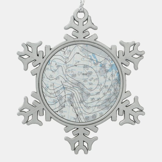 Nationale weerkaart tin sneeuwvlok ornament (Voorkant)