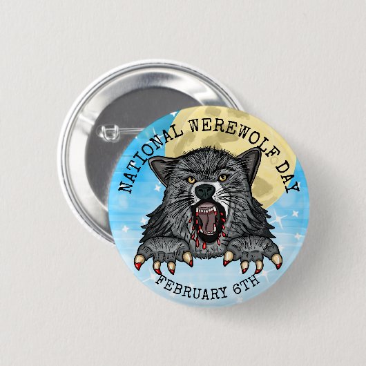 Nationale Werewolf Dag 6 februari Ronde Button 5,7 Cm (Voorkant /achterkant)