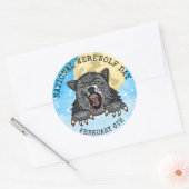 Nationale Werewolf Dag 6 februari Ronde Sticker (Envelop)