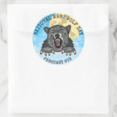Nationale Werewolf Dag 6 februari Ronde Sticker (Tas)
