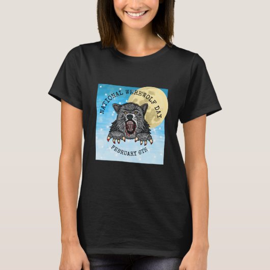 Nationale Werewolf Dag 6 februari T-shirt (Voorkant)