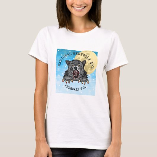 Nationale Werewolf Dag 6 februari T-shirt (Voorkant)