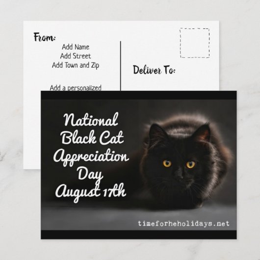 Nationale Zwarte Kat Dag Feestdagen Briefkaart (Voorkant / Achterkant)