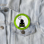 Nationale Zwarte Kattendag, groene ogen cartoon Ronde Button 7,6 Cm (In situ)