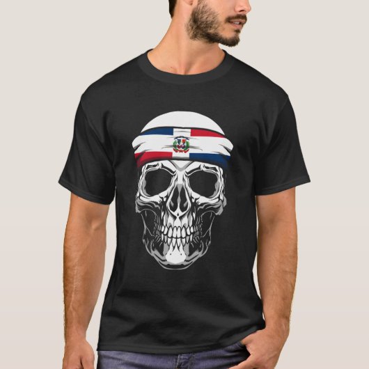 Nationaliteit Land Oorsprong Schedel Vlag Dominica T-shirt (Voorkant)
