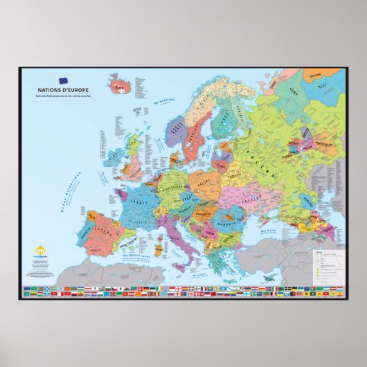 Nations d'Europe Carte des nations (en français) Poster (Voorkant)
