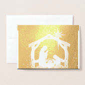 Natitivity Scene Luxury Gold Kerstmis Folie Kaarten (Voorkant met envelop)