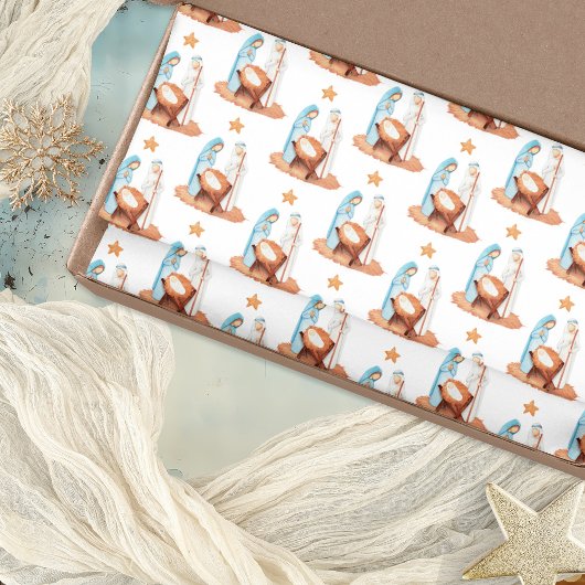 Natitivity Scene Pattern Mary Joseph Jesus Kerstmi Tissuepapier