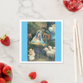Natitivity Scene Vintage-kerstpapier Napkins Servet (Insitu)