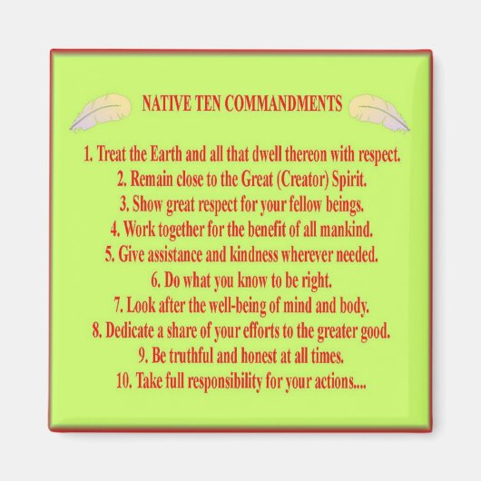 Native 10 Commandments Square Magnet (Voorkant)