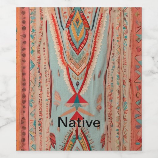 Native America Pattern Wijn Etiket (Enkel label)