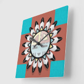 Native American Abstract Art Hopi Masker Vierkante Klok (Hoek)