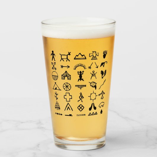 Native American Afbeelding Symbols Glas (Voorkant gevuld)