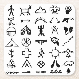 Native American Afbeelding Symbols Kartonnen Onderzetters