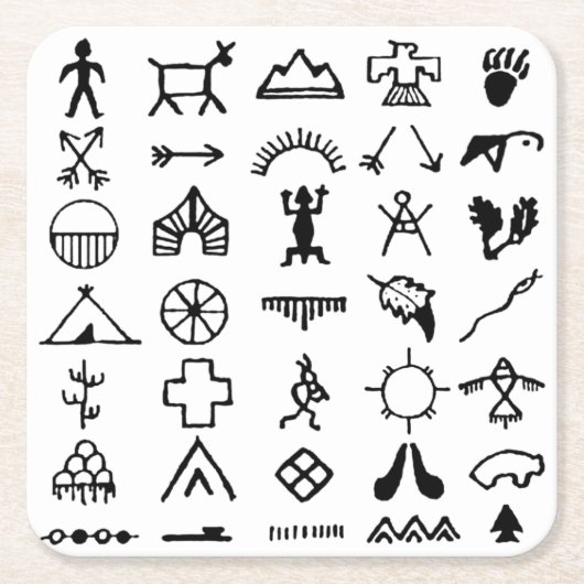 Native American Afbeelding Symbols Kartonnen Onderzetters (Voorkant)