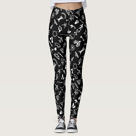 Native American Afbeelding Symbols Leggings (Voorkant)
