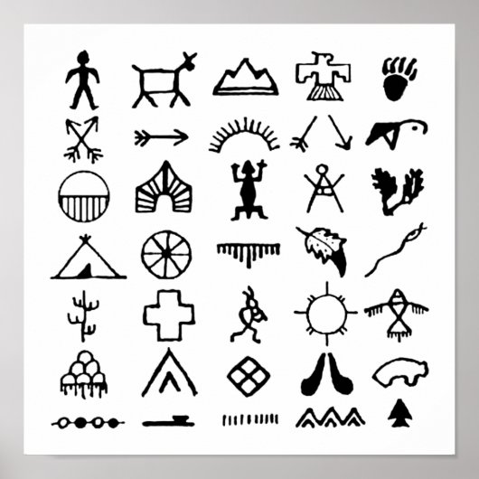 Native American Afbeelding Symbols Poster (Voorkant)