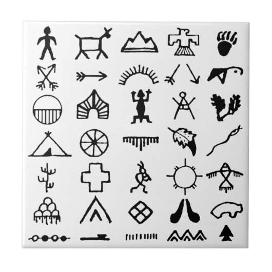Native American Afbeelding Symbols Tegeltje (Voorkant)