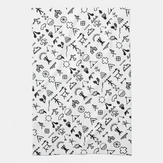 Native American Afbeelding Symbols Theedoek (Verticaal)