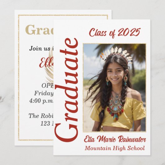 Native American Afstuderen Open House Invitation Kaart (Voorkant / Achterkant)