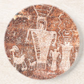 Native American Ancient Astronauts Petroglyph Zandsteen Onderzetter (Voorkant)