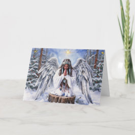 Native American Angel Praying for Peace Christmas Feestdagen Kaart