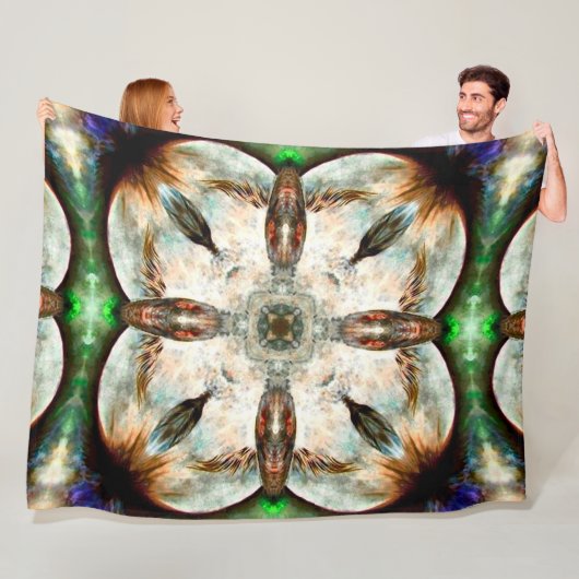 Native American Animal Hawk Spirit Totem Mandala Fleece Deken (In situ)