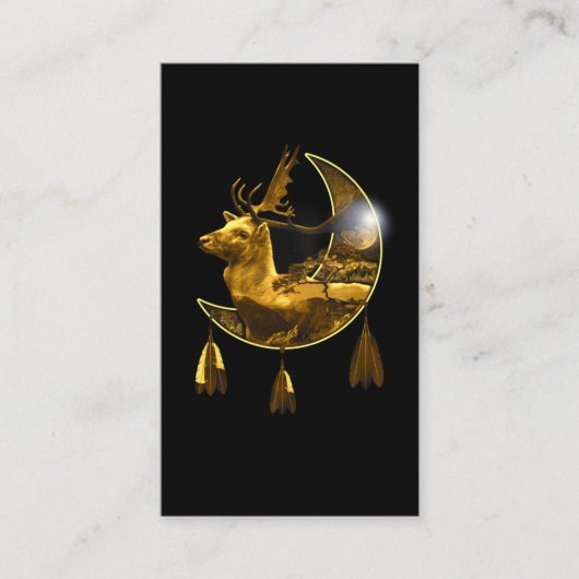 Native American Animal Natuur Crescent Deer Visitekaartje (Voorkant)