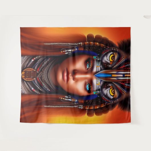 Native American Apache Tapestry Wandkleed (Voorkant (horizontaal))