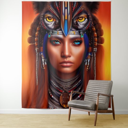 Native American Apache Tapestry Wandkleed (In situ)