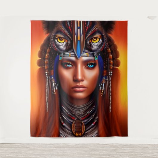 Native American Apache Tapestry Wandkleed (Voorkant)