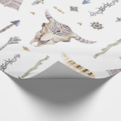 Native American Arrows Skull Teepee Wrapping Paper Cadeaupapier (Hoek)