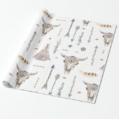 Native American Arrows Skull Teepee Wrapping Paper Cadeaupapier (Uitgerold)