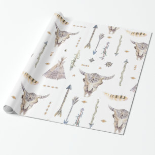 Native American Arrows Skull Teepee Wrapping Paper Cadeaupapier