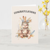 Native American Baby Gefeliciteerd Kaart (Gele Bloem)
