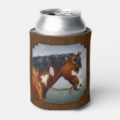 Native American Bay Pinto Horse Brown Blikjeskoeler (Blikje Voorkant)