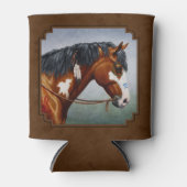 Native American Bay Pinto Horse Brown Blikjeskoeler (Voorkant)