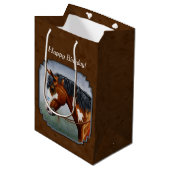 Native American Bay Pinto Horse Brown Medium Cadeauzakje (Voorkant Gekanteld)