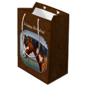 Native American Bay Pinto Horse Brown Medium Cadeauzakje (Achterkant Gekanteld)