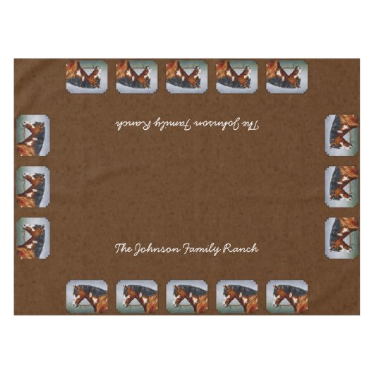 Native American Bay Pinto Horse Brown Tafelkleed (Voorkant (Horizontaal))