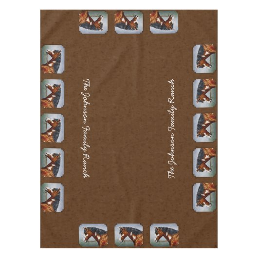 Native American Bay Pinto Horse Brown Tafelkleed (Voorkant)