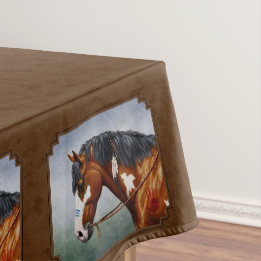 Native American Bay Pinto Horse Brown Tafelkleed (Voorbeeld)