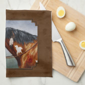 Native American Bay Pinto Horse Brown Theedoek (Quarter Fold)