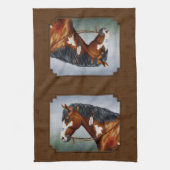 Native American Bay Pinto Horse Brown Theedoek (Verticaal)