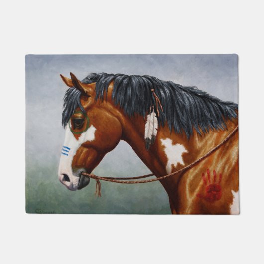 Native American Bay Pinto Horse Deurmat (Voorkant)