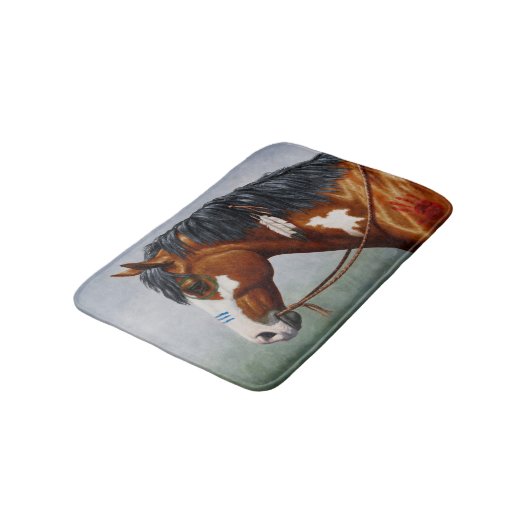 Native American Bay Pinto War Horse Badmat (Gekanteld)