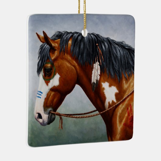 Native American Bay Pinto War Horse Keramisch Ornament (Rechts)