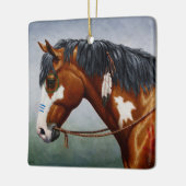 Native American Bay Pinto War Horse Keramisch Ornament (Links)
