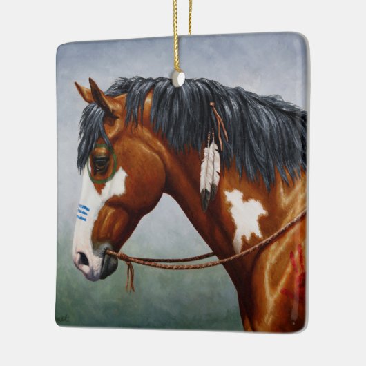 Native American Bay Pinto War Horse Keramisch Ornament (Links)