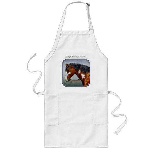 Native American Bay Pinto War Horse Lang Schort (Voorkant)